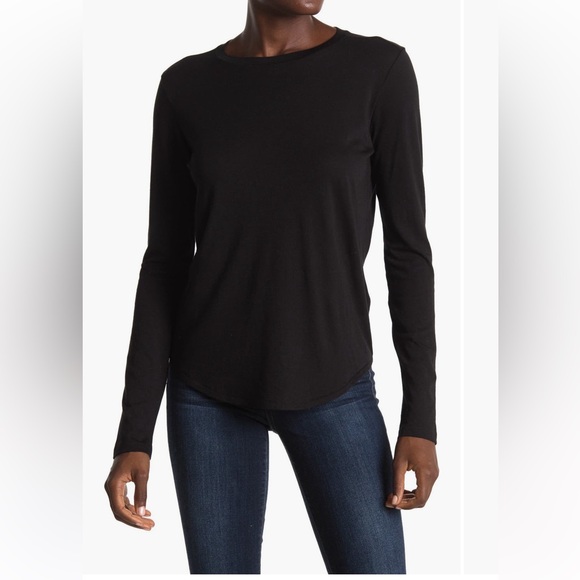 NWT Vince Little Boy T-shirt Size S Black Long Sleeve Crewneck Pima Cotton Modal - Picture 1 of 8